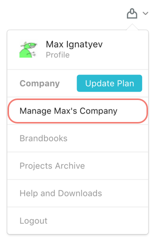 Manage Company option in the menu