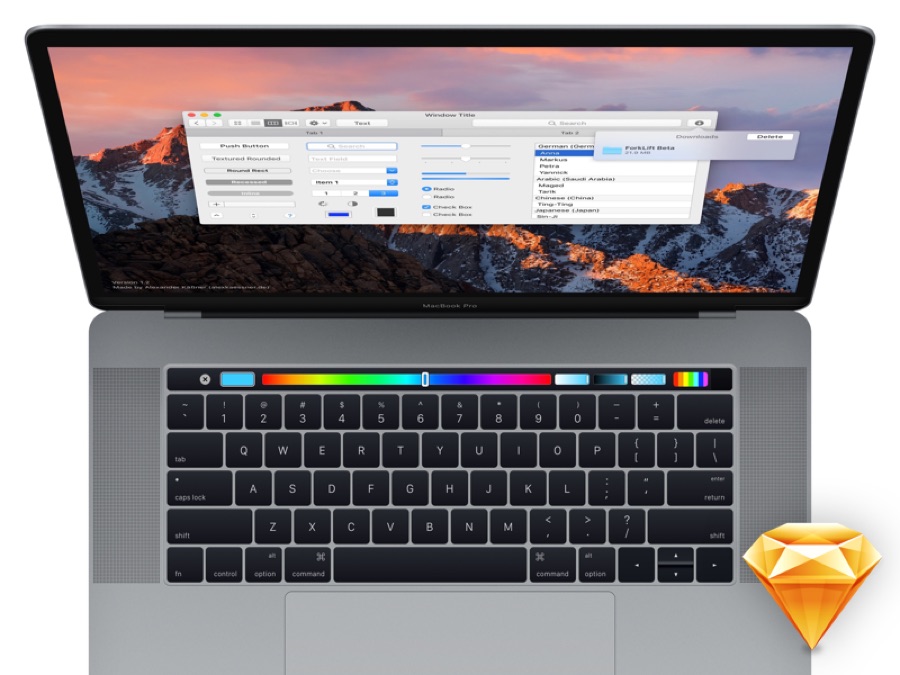 A color-focused Touch Bar example in Sketch