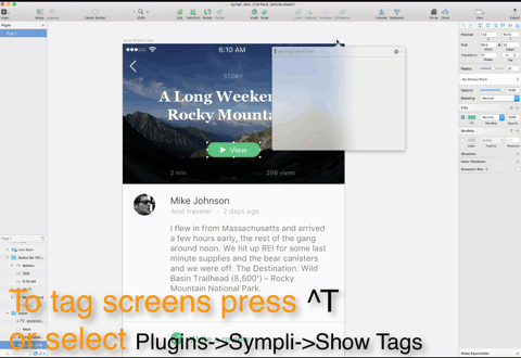 How to tag screens in Sketch