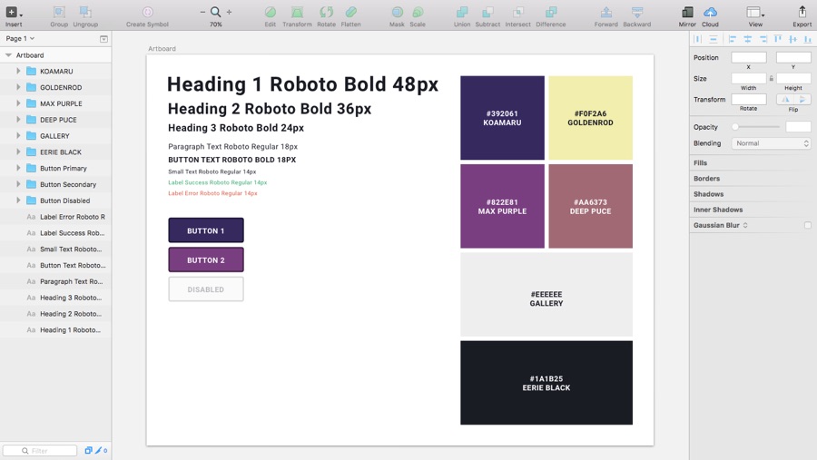 Creating Style Guides in Sketch