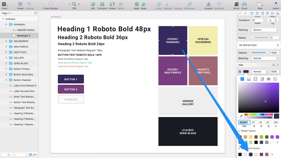 Saving Document Colours in Sketch