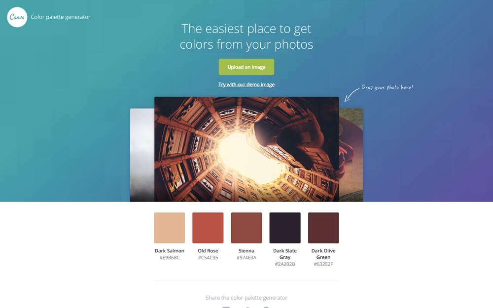 Generador de paletas de colores de Canva