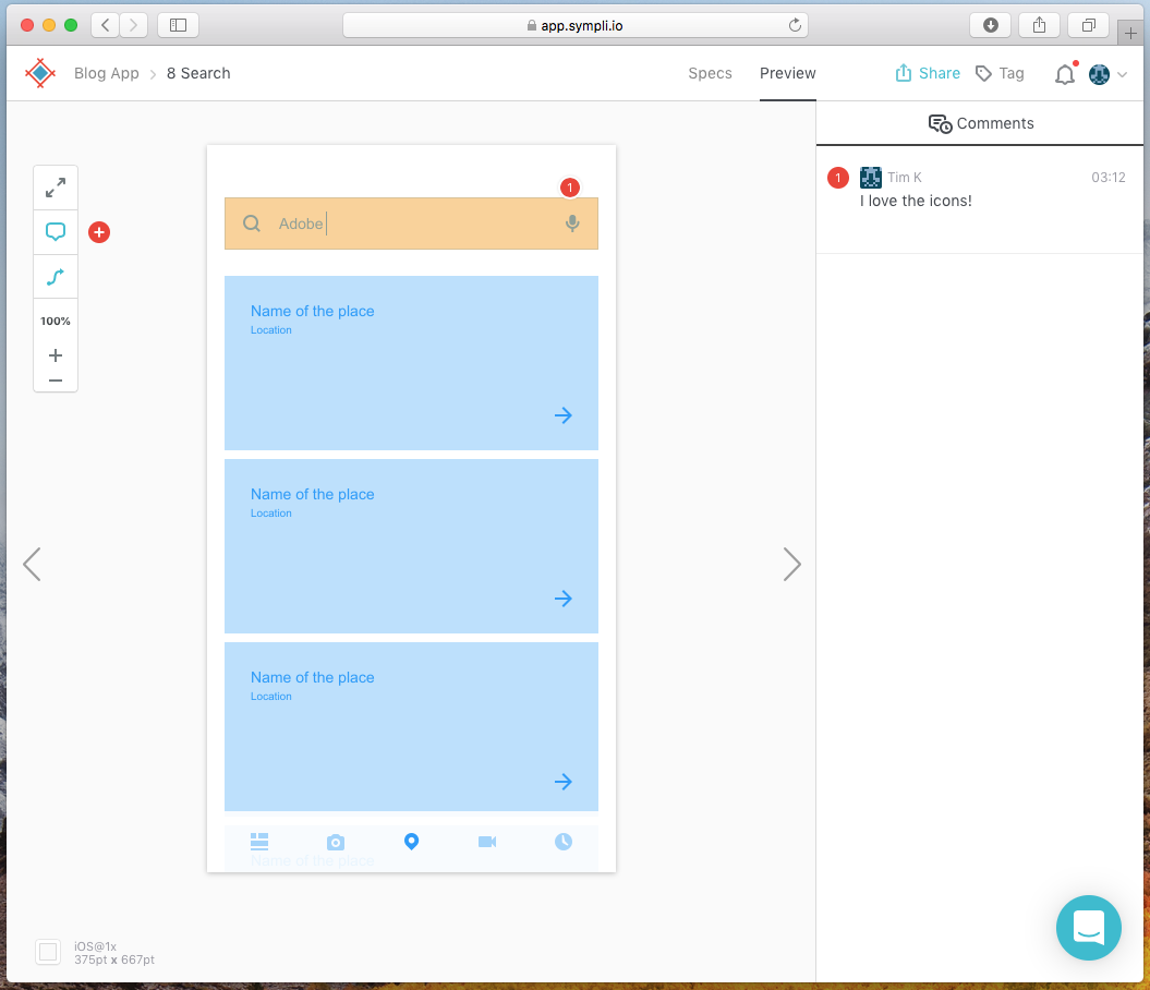 Commenting on Adobe XD wireframes