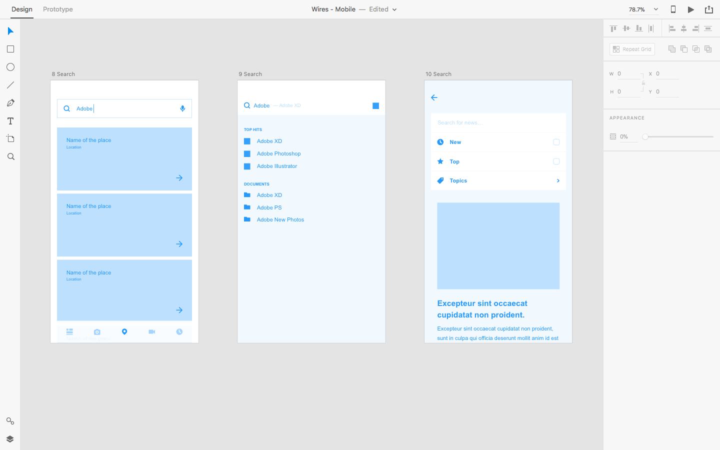 Creating a wireframing